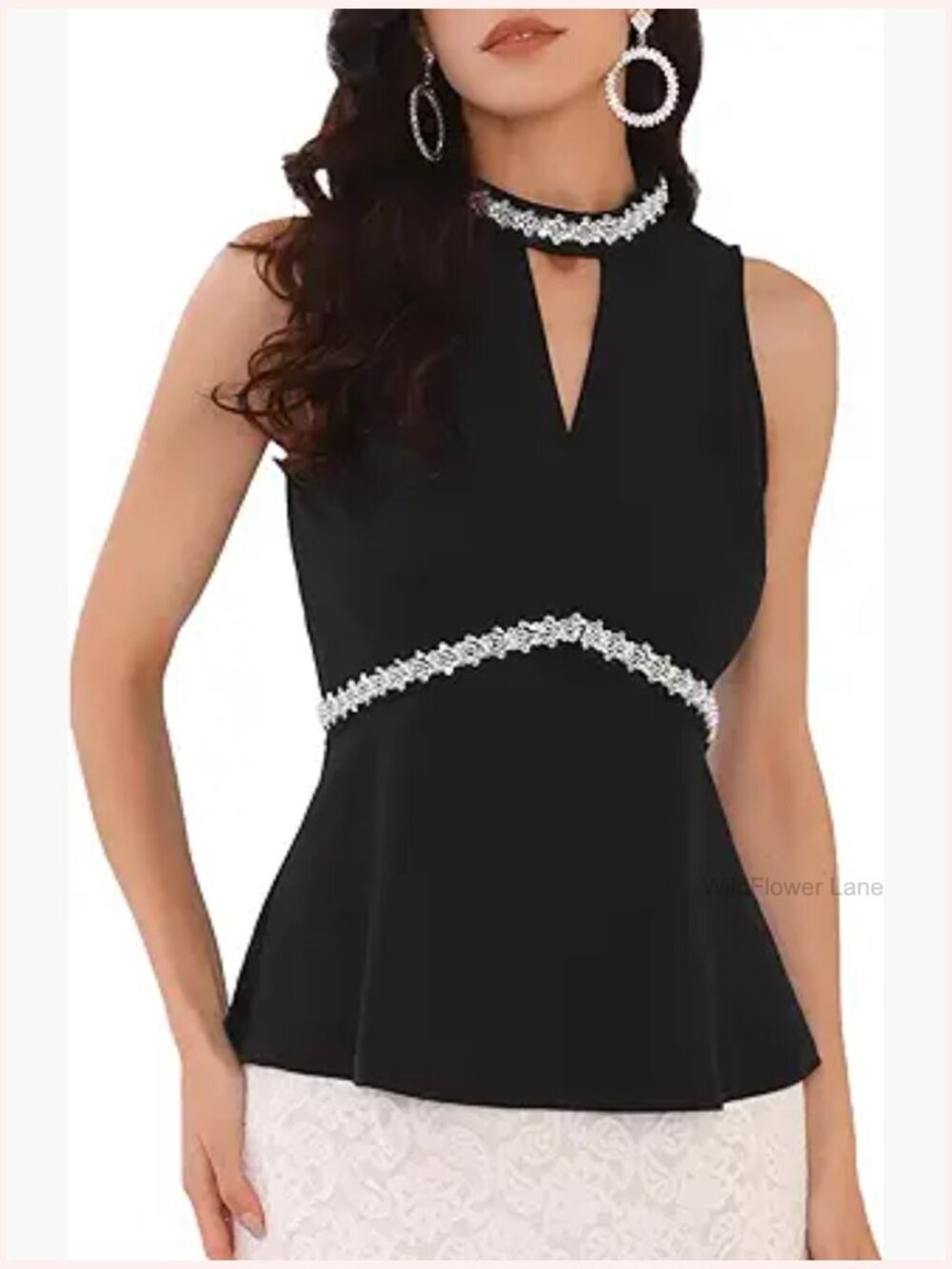 Halter Beaded Formal Cocktail Peplum Blouse Top
